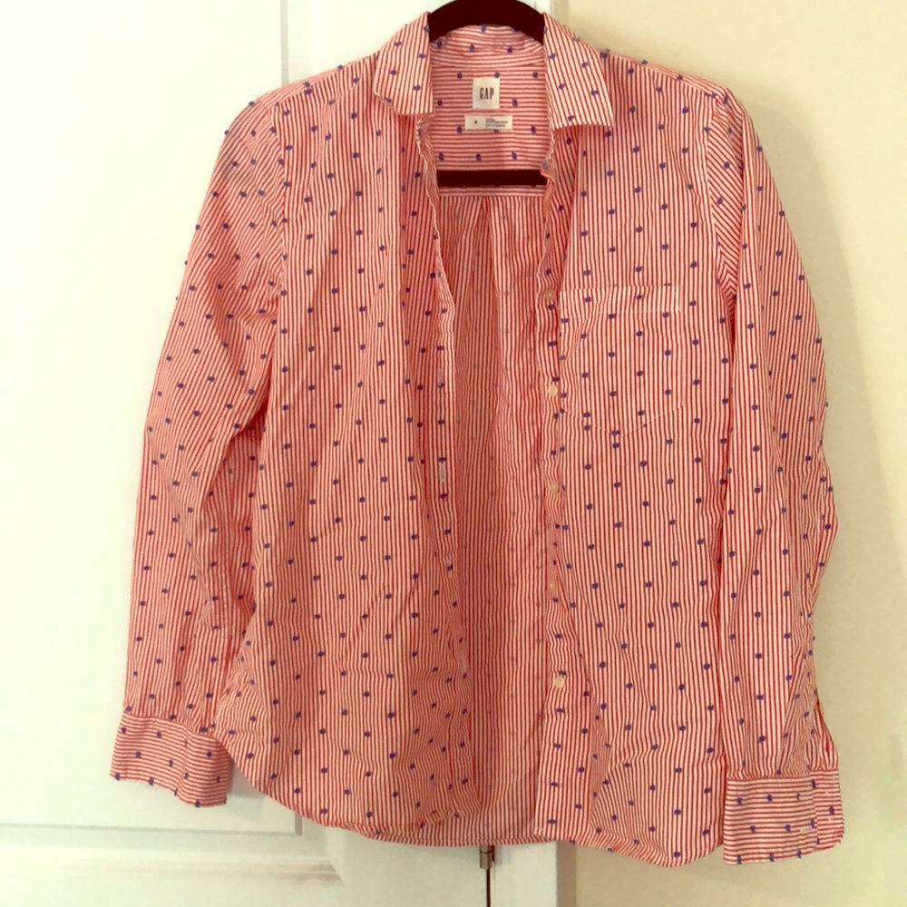Pink & White Striped Button Up